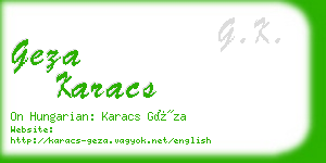 geza karacs business card